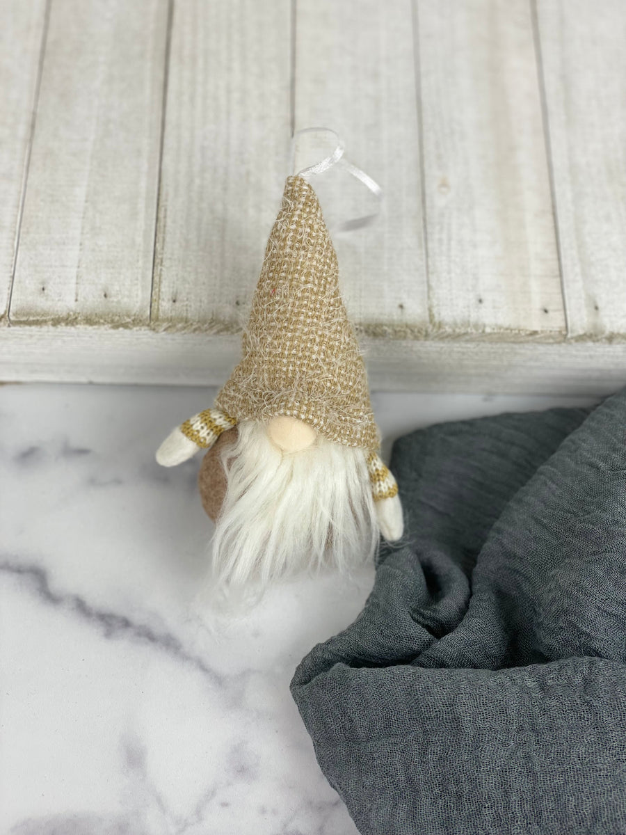 Neutral Hat Holiday Gnome Ornament