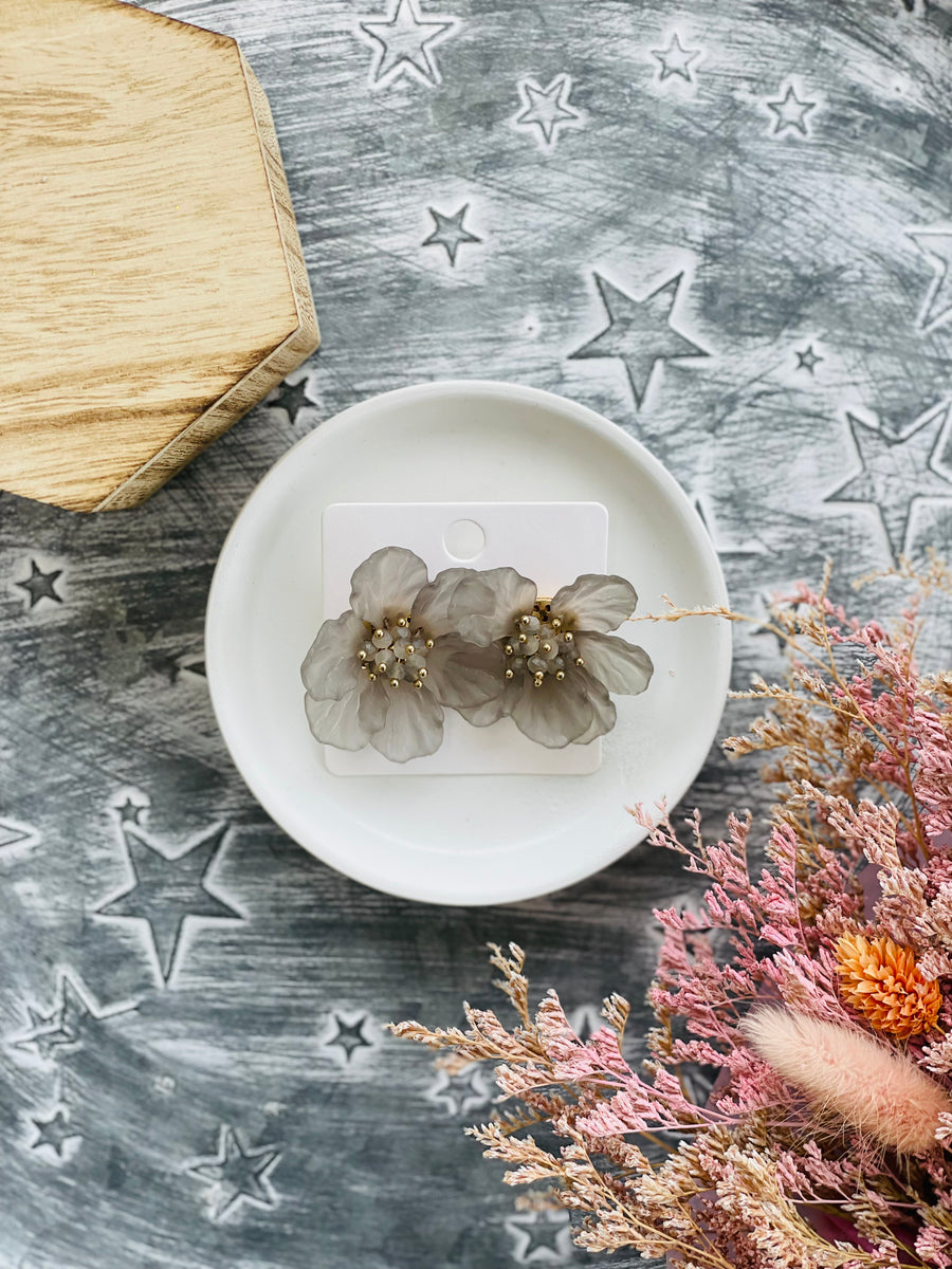 Gray Flower Earrings