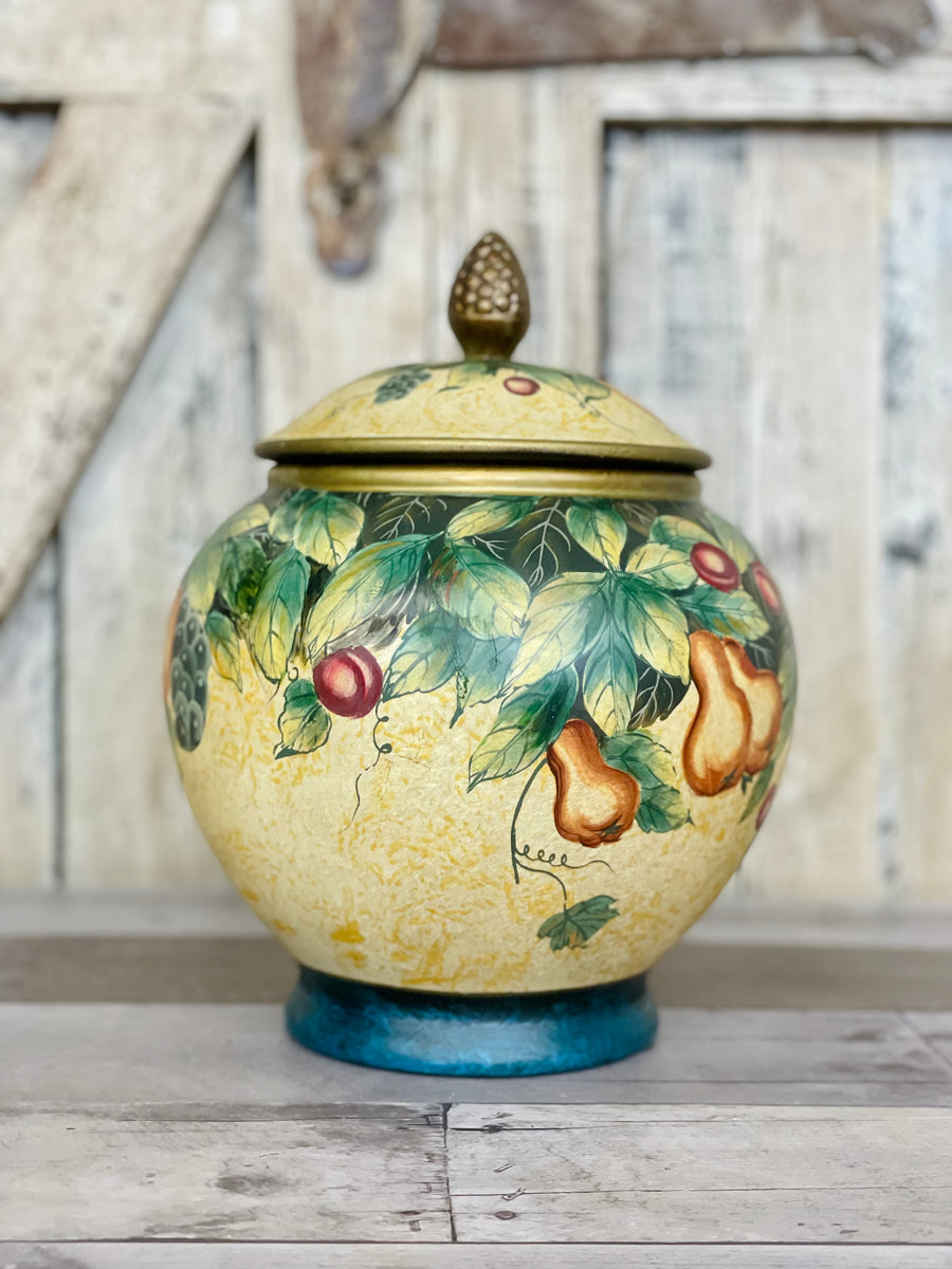 Glass Round Gourd Decorative Urn with Lid