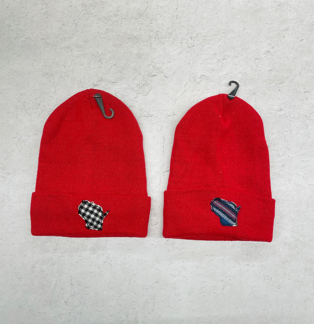 Red Knit Wisconsin Patch Hat