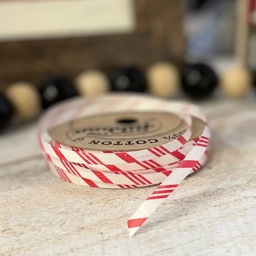 Red and White Striped Ribbon