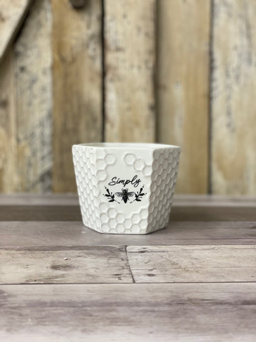White Honeycomb Bee Vase