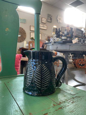 Leaf Engraved Black Pitcher