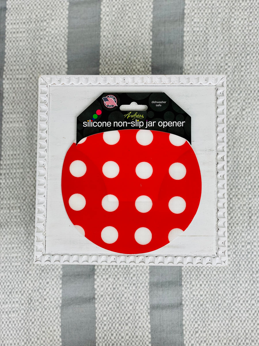 Red and White Polka Dots Silicone Jar Opener