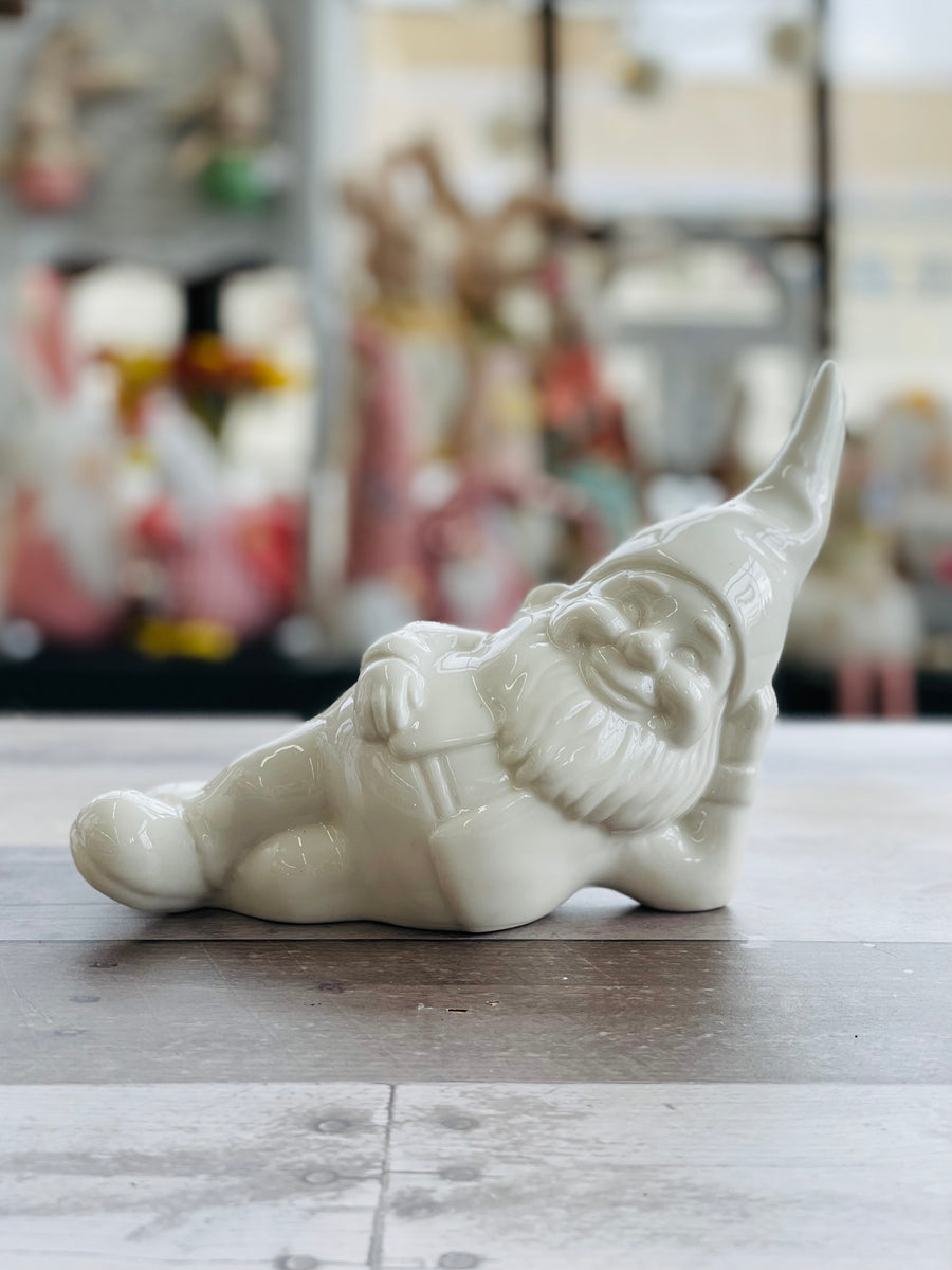 Ceramic Leaning Gnome