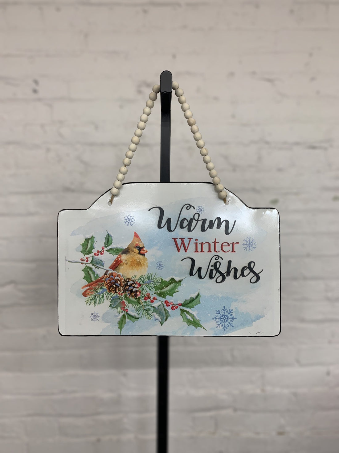 Warm Winter Wishes Cardinal Hanging Sign