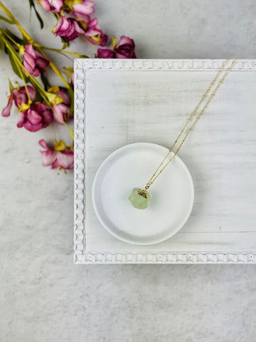 Gold Green Fluorite Crystal Necklace
