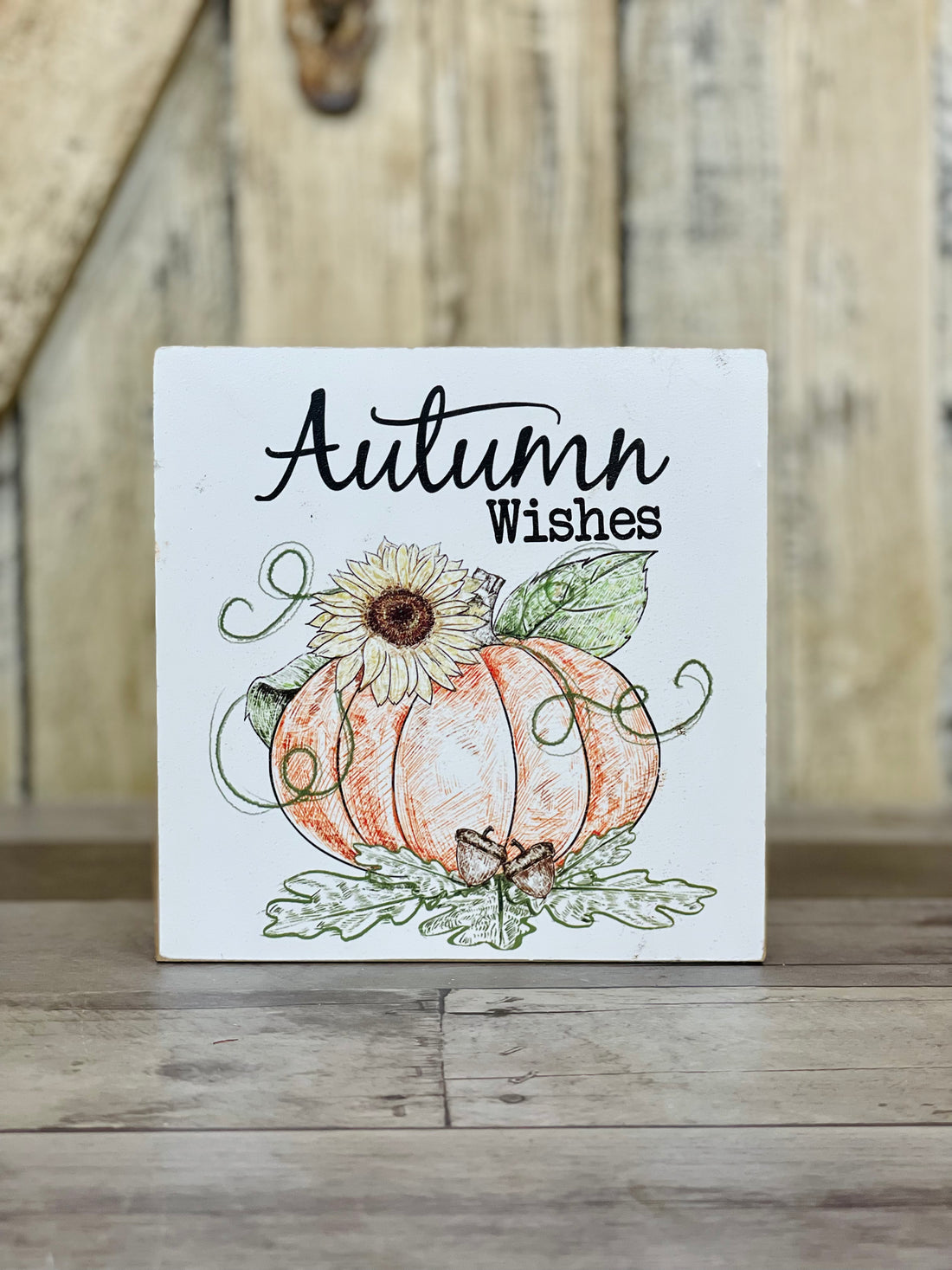Autumn Wishes Pumpkin Hanging Sign