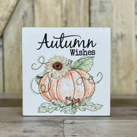 Autumn Wishes Pumpkin Hanging Sign