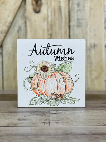 Autumn Wishes Pumpkin Hanging Sign