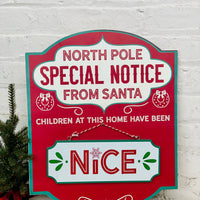 Special Notice To Santa Sign