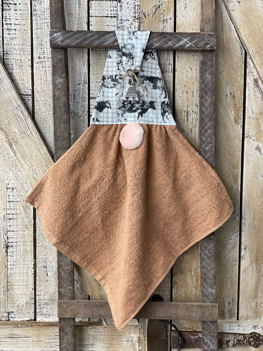 Gingham and Cows Gnome Kitchen Towel