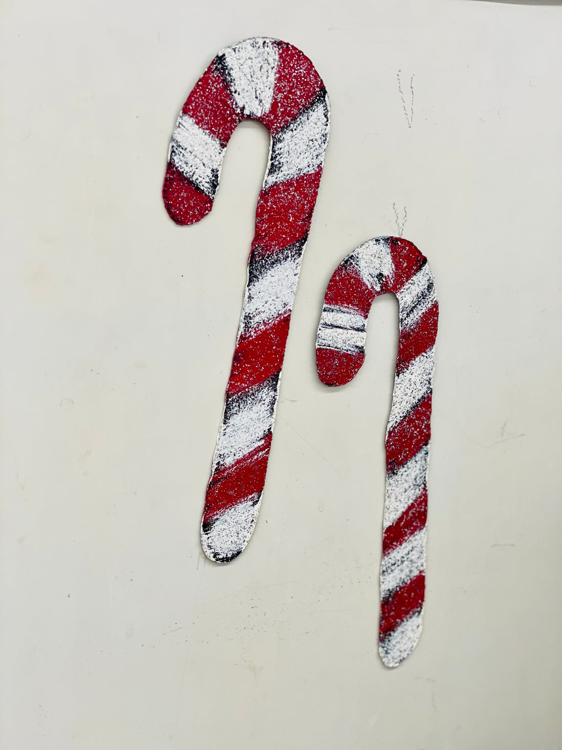 Galvanized Metal Glitter Candy Cane Magnet