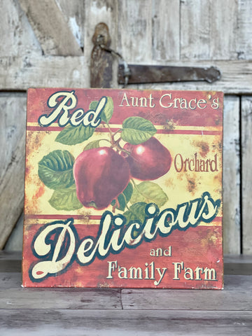 Red Delicious Metal Sign