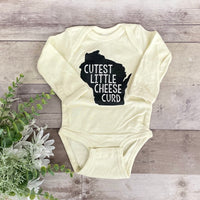 Cutest Little Cheese Curd Long Sleeve Onesie - Pale Yellow