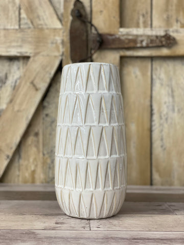 White Diamond Patterned Vase
