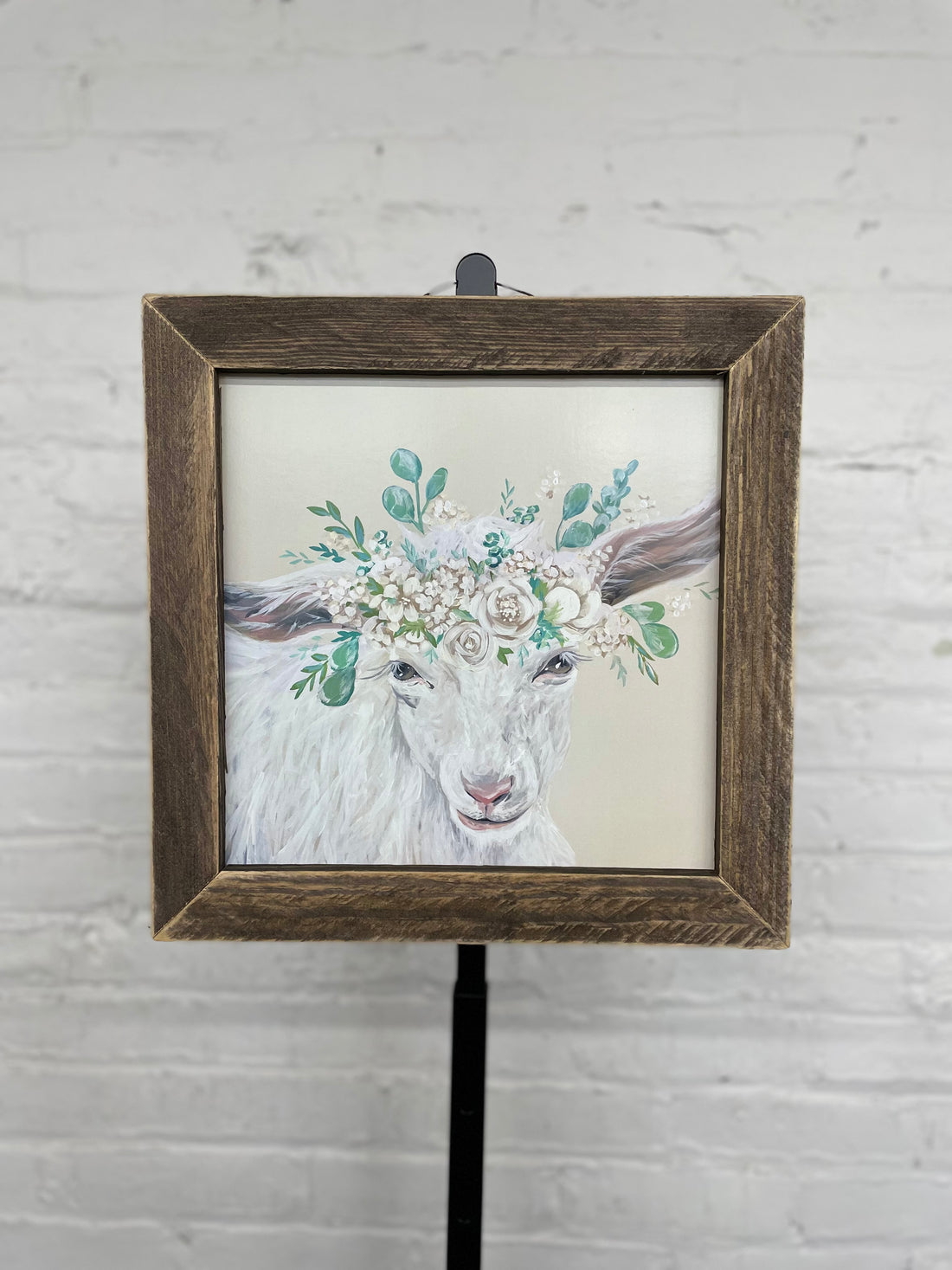 Jan Michaels' Faith Hanging Sign - Brown Stain Frame