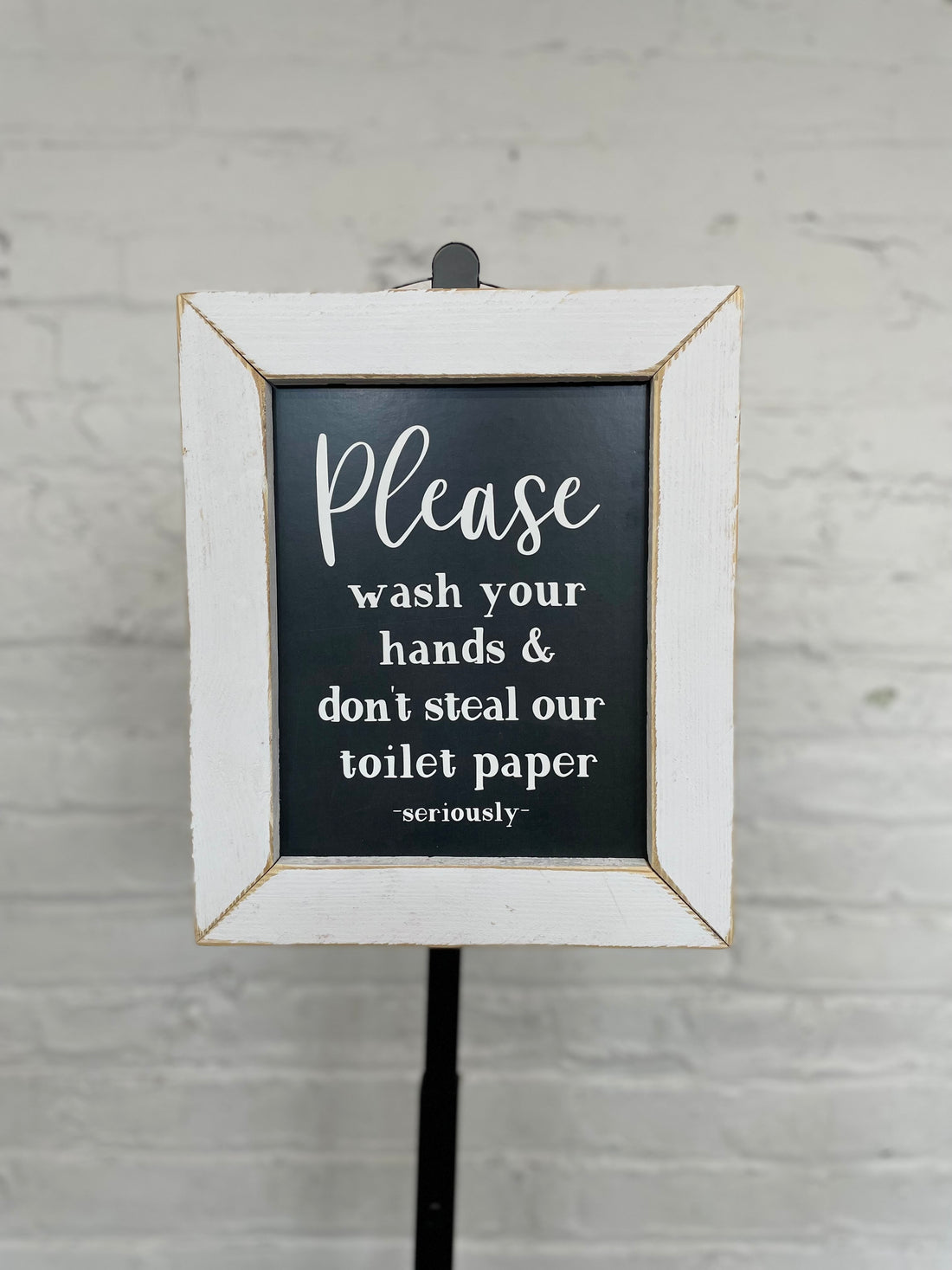 Jan Michaels' Don't Steal Hanging Sign - White Wash Frame