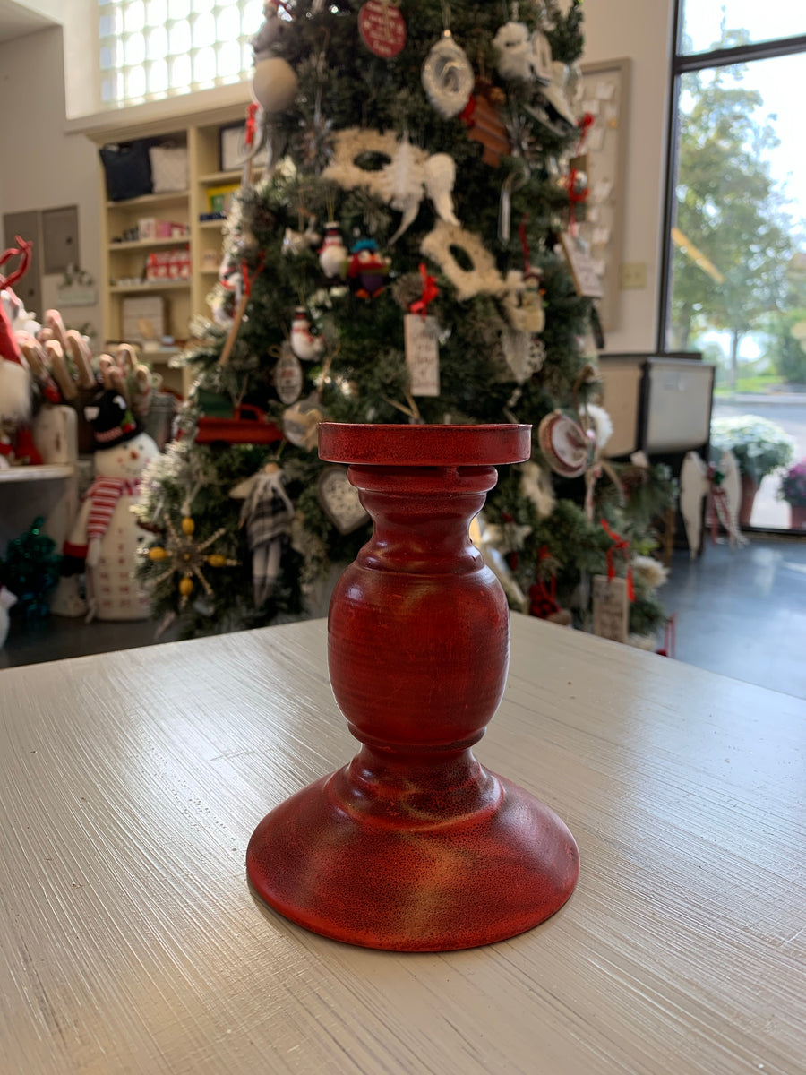 Red Metal Candle Holder