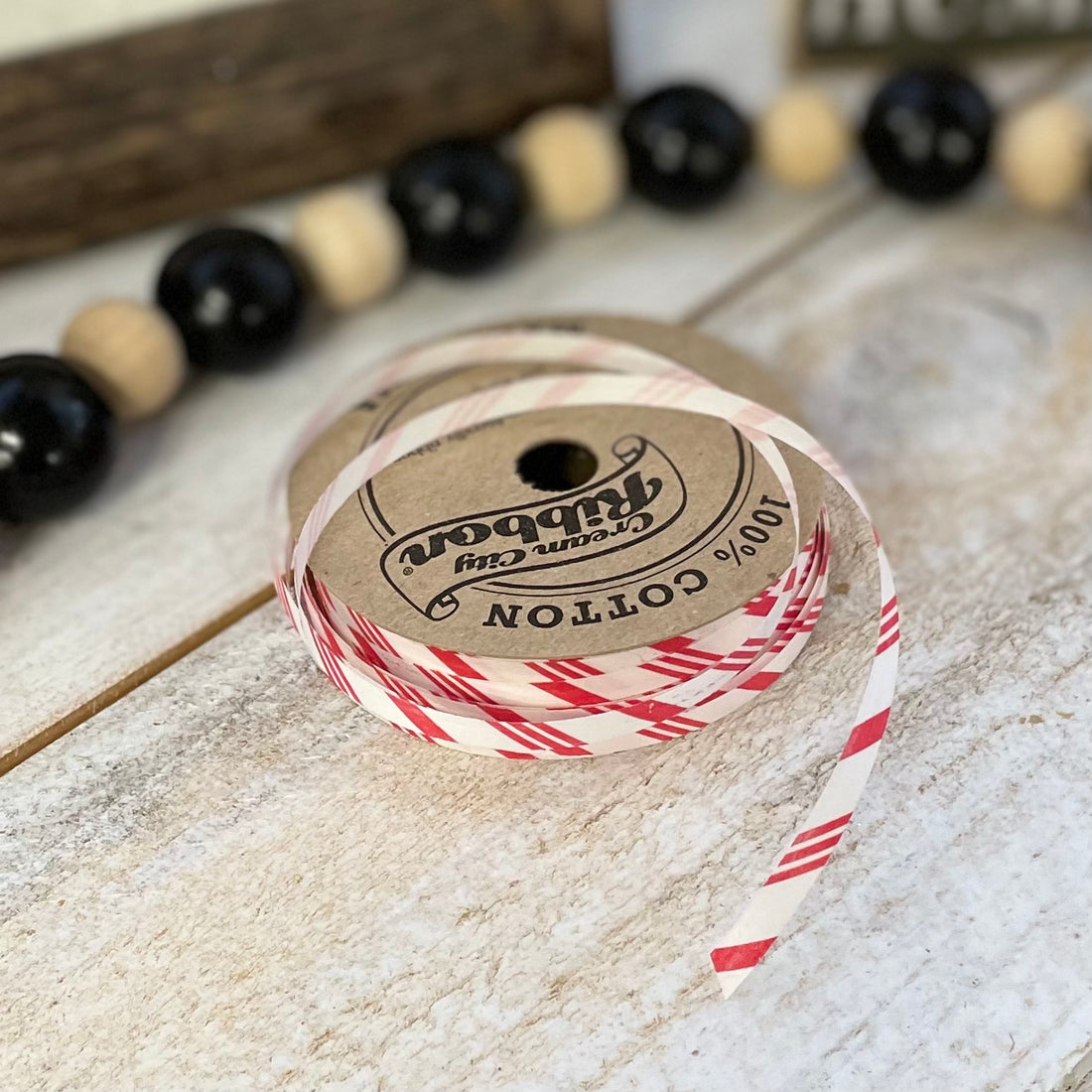 Red and White Striped Ribbon