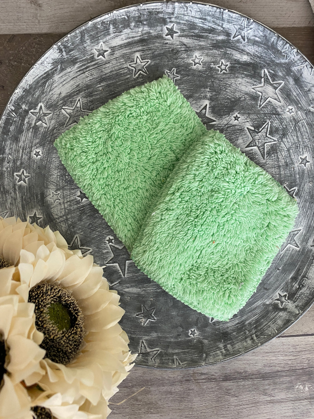 Shaggies Chenille Wash Clothes + Towels - Mint Green