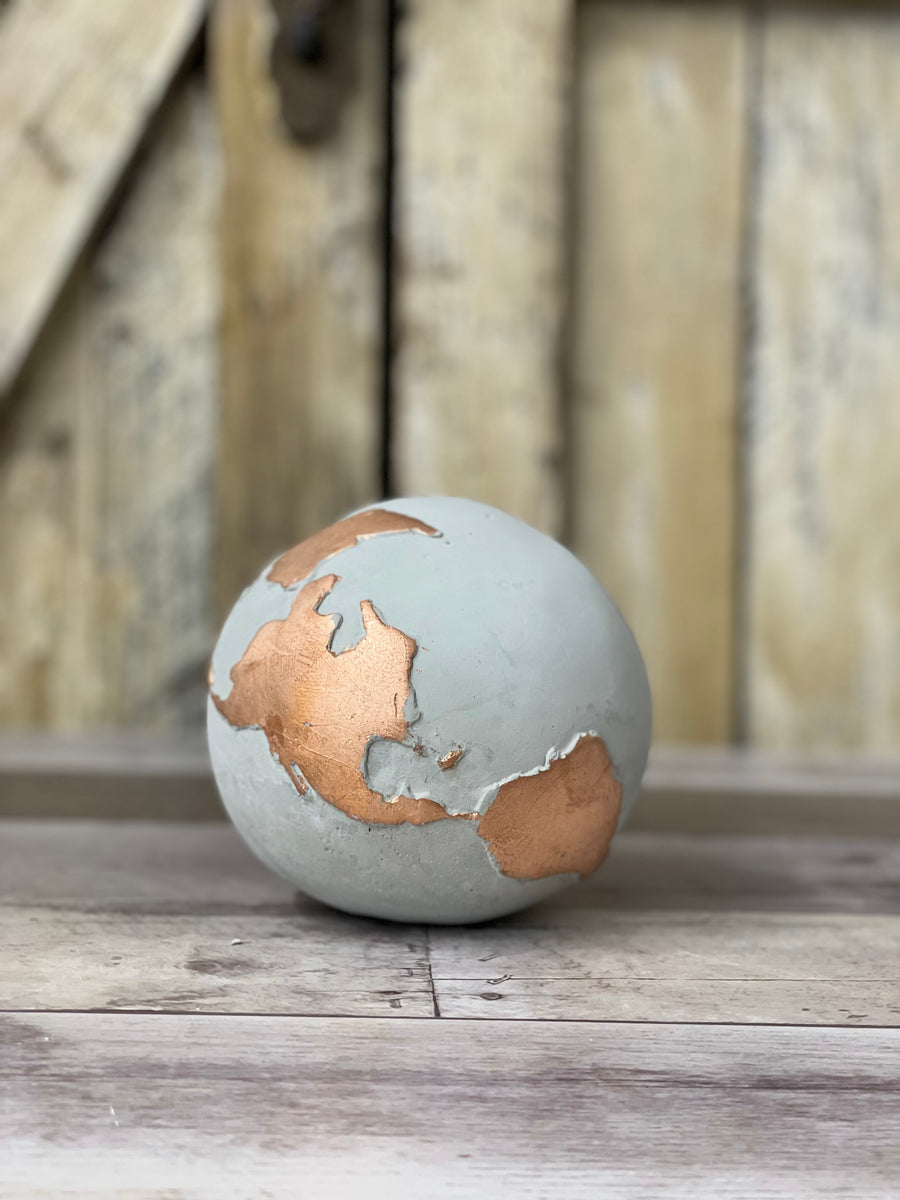 Cement World Globe with Rose Gold Detailing