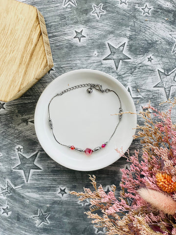 Red Gem Silver Bracelet