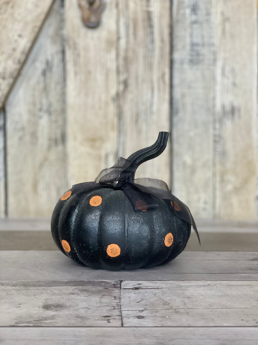 Black & Orange Polka Dot Pumpkin