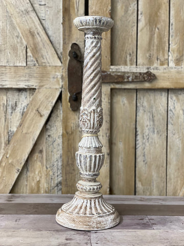 Distressed White Candle Stick