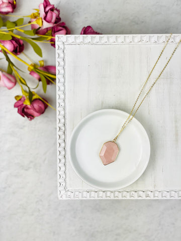 Gold Rose Quartz Necklace
