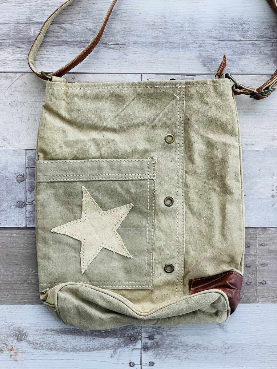 Canvas Crossbody Bag with Star