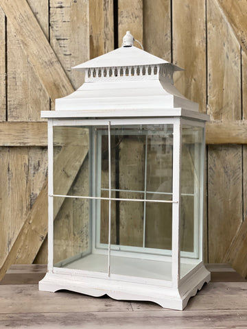 Large White Glass Framed Lantern