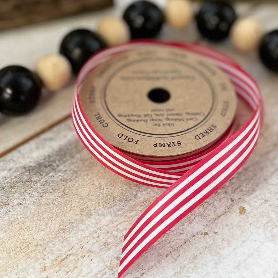 Red and White Striped Kraft Ribbon