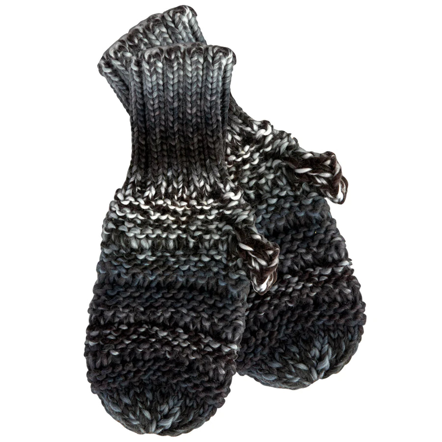 Ombre Knit Mittens - Black & White
